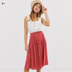 ASOS Design Button Front Midi Skirt
